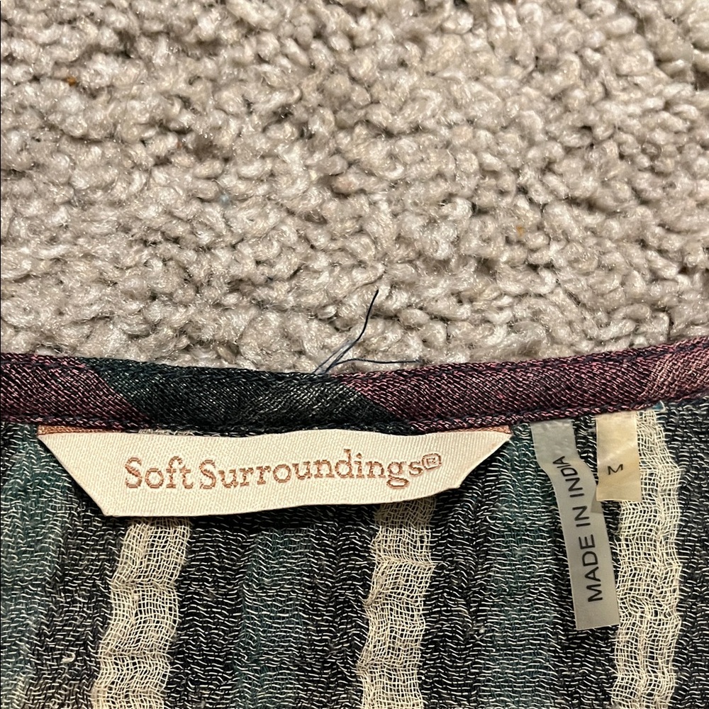 Soft Surroundings Multicolor Gauze Cotton Plaid V-Neck Top Boho Office Casual - Picture 12 of 13